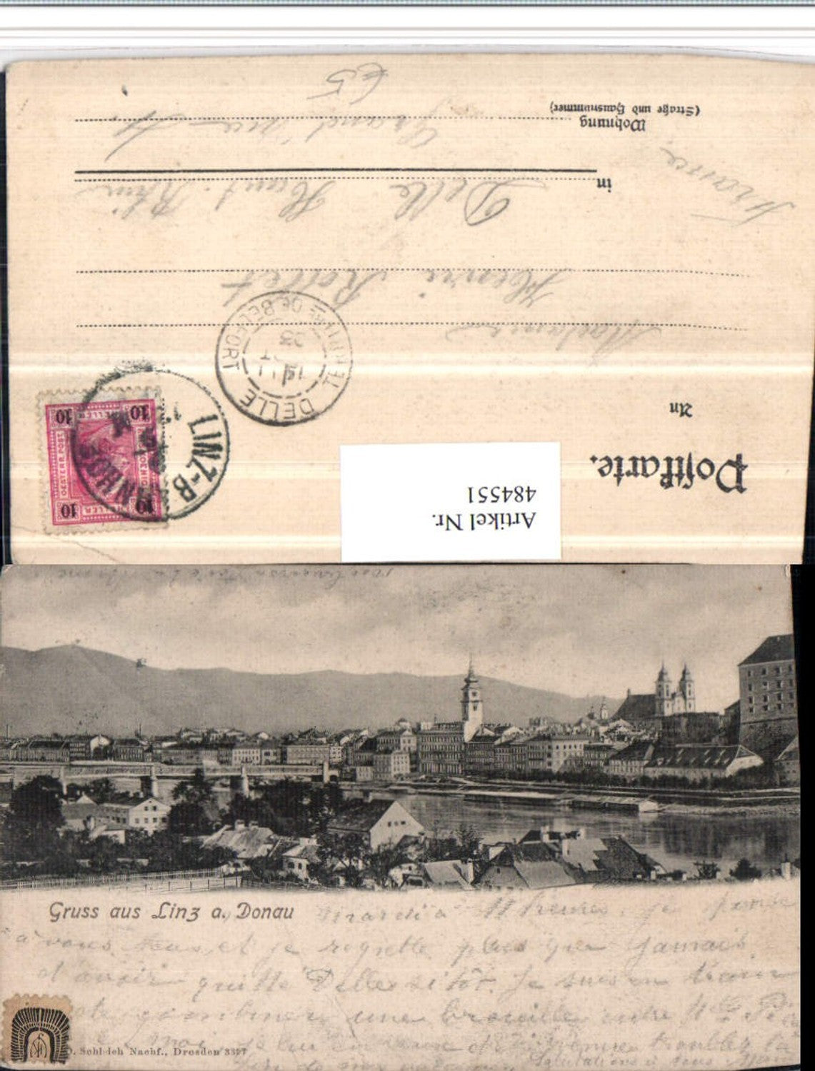 484551,Linz an d. Donau Teilansicht Brücke