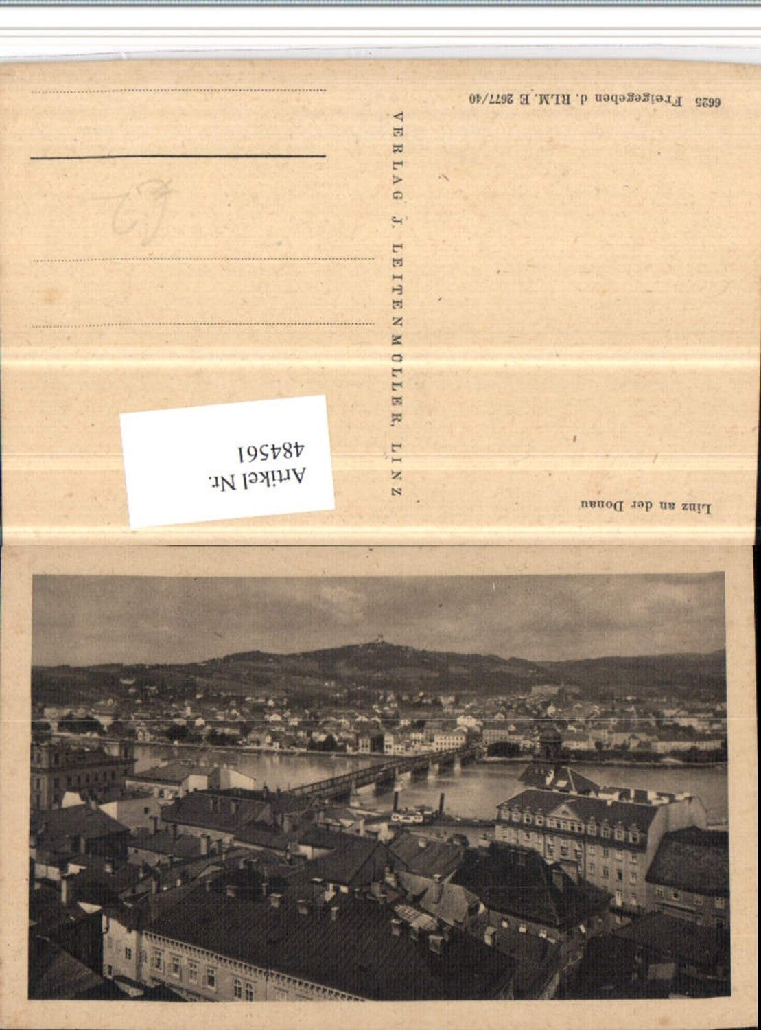 484561,Linz an d. Donau Teilansicht Brücke m. Pöstlingberg