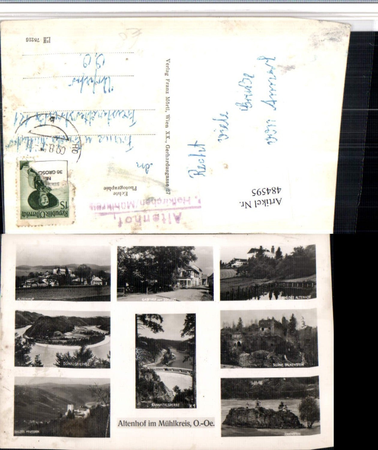 484595, Altenhof im Mühlkreis near Hofkirchen, complete view of the inn, multi-view postcard