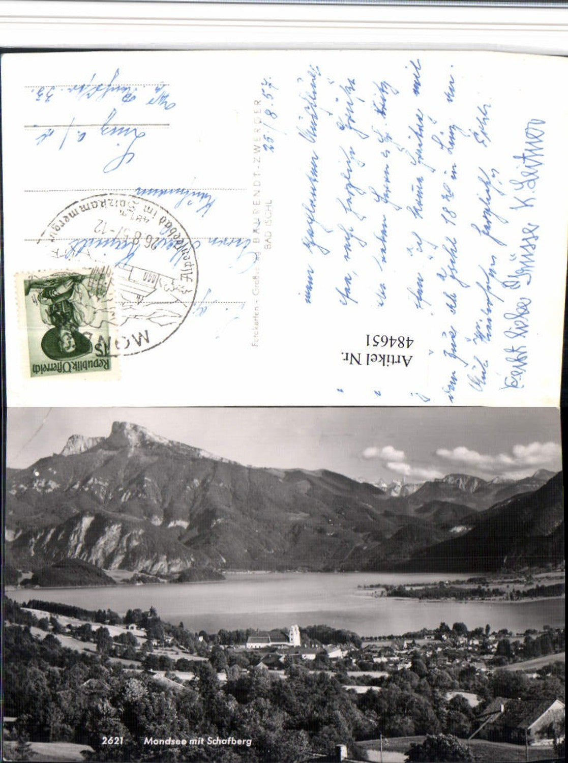 484651,Mondsee Totale m. Schafberg Bergkulisse