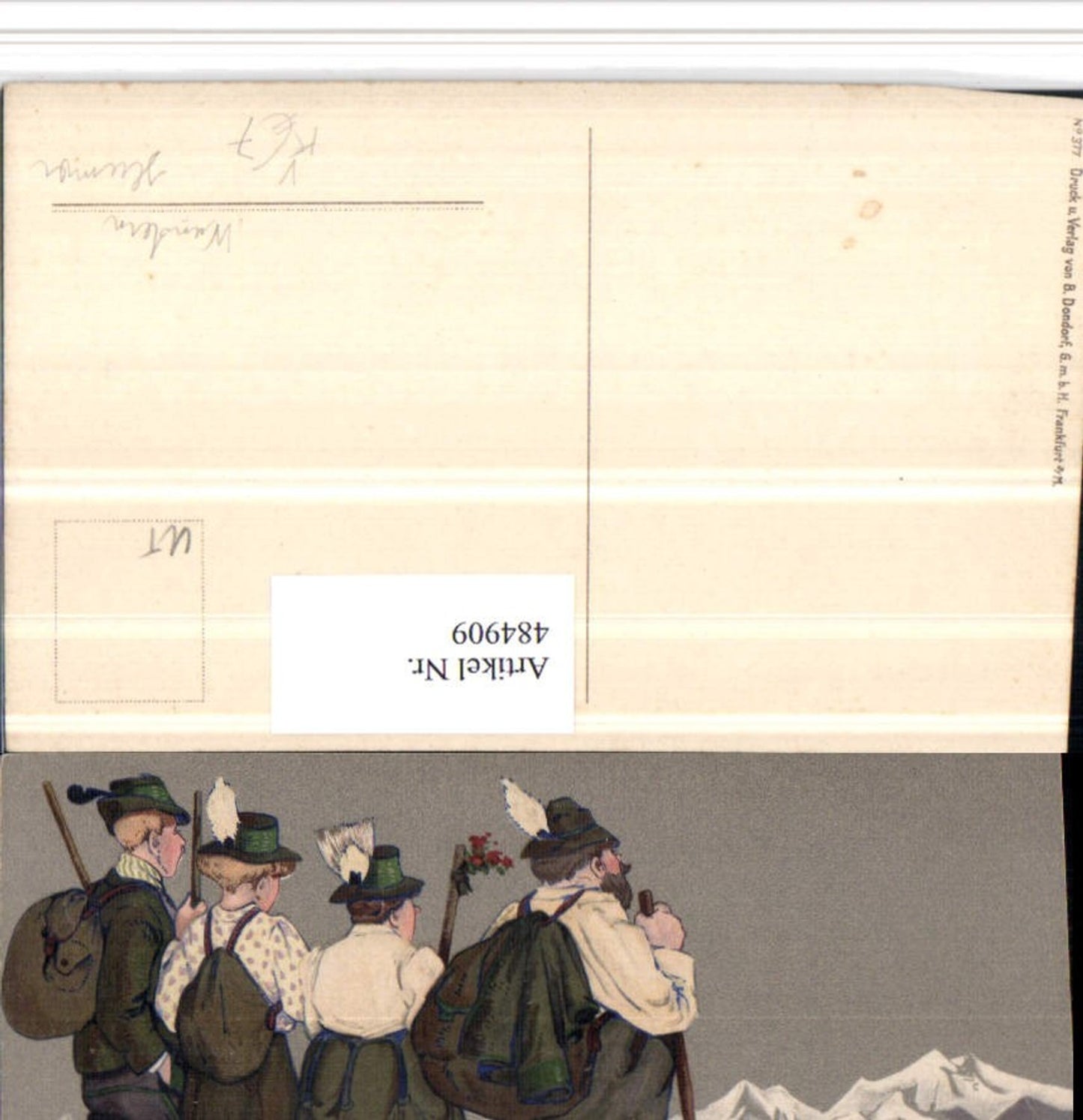 484909,Künstler AK Scherz Humor Lodenfremden Wanderer pub B. Dondorf 377