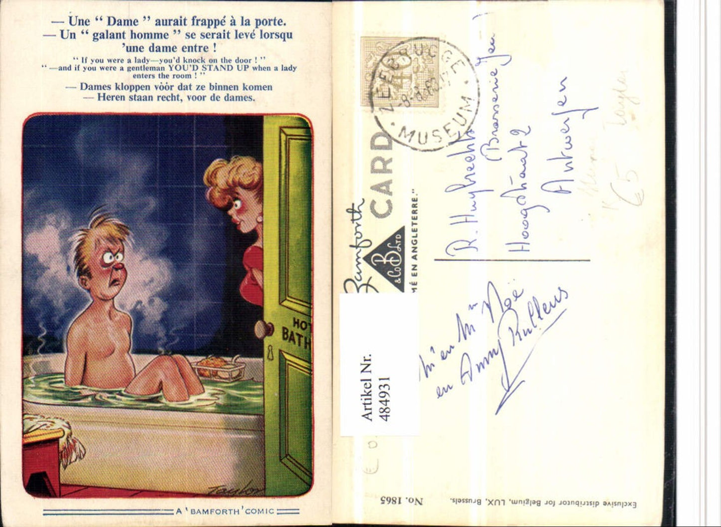 484931,Künstler AK Taylor Scherz Humor wütender Mann Bad