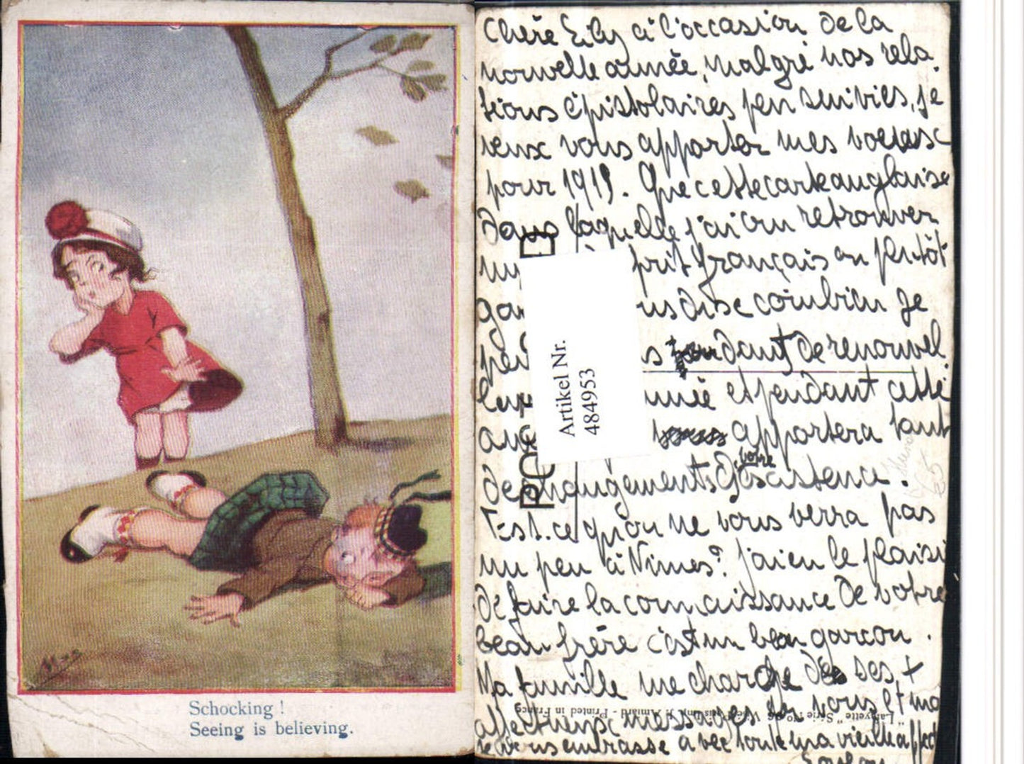 484953,Künstler AK Scherz Humor Schocking Kinder Wind Rock