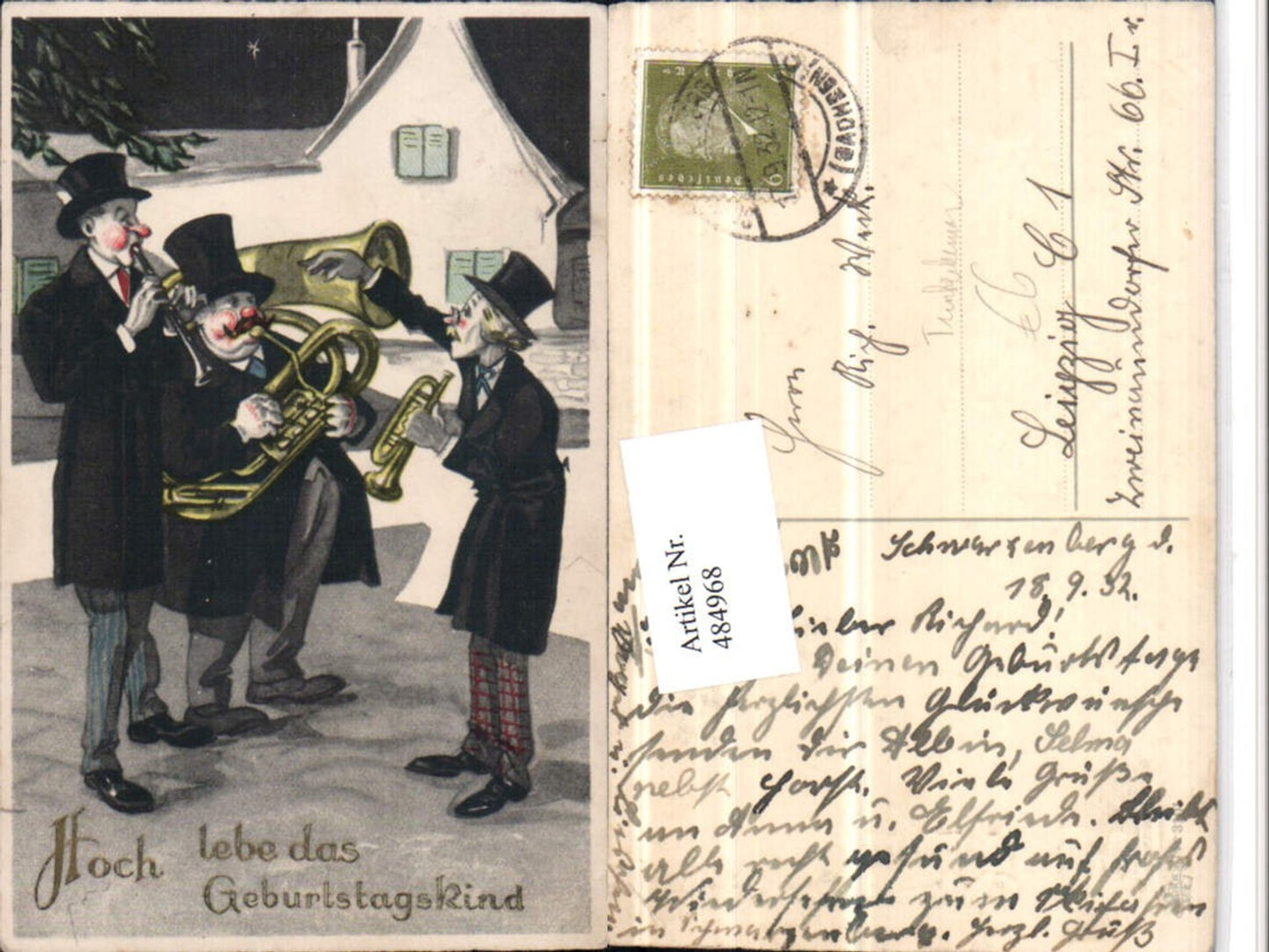 484968,Künstler AK Trinkerhumor Betrunkene Musiker Horn Trompete