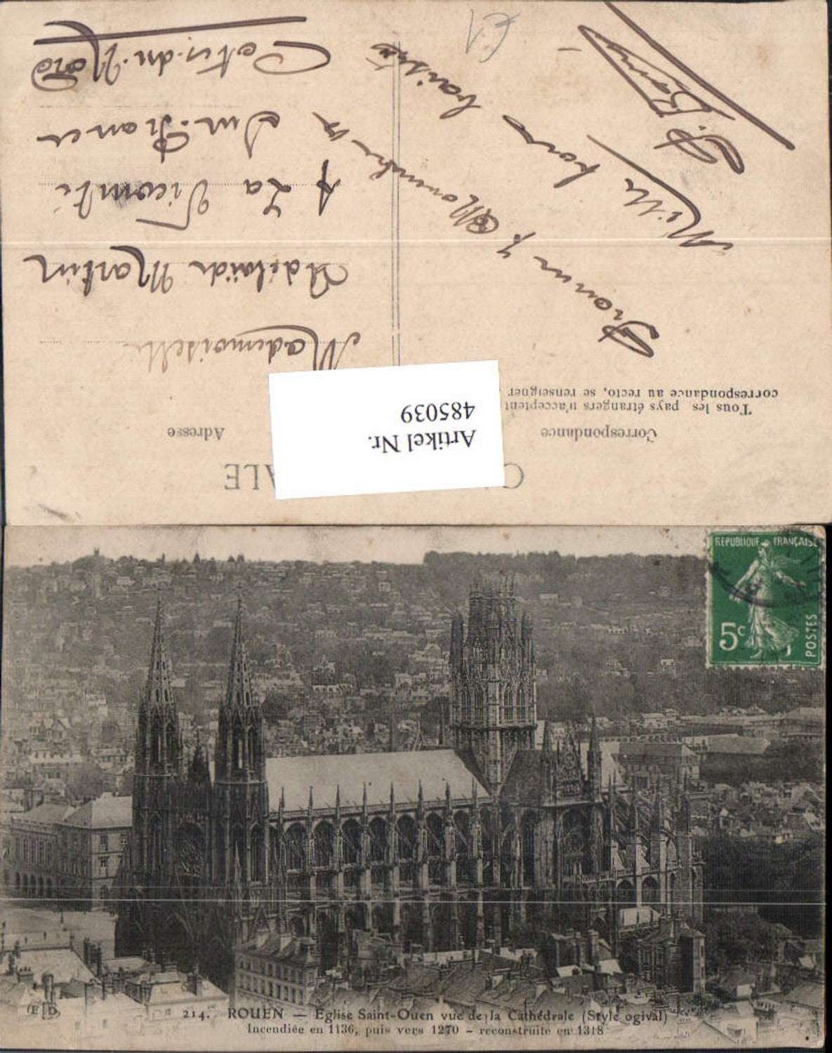 485039,Kirche Rouen Eglise Saint-Ouen vue de la Cathedrale Kathedrale