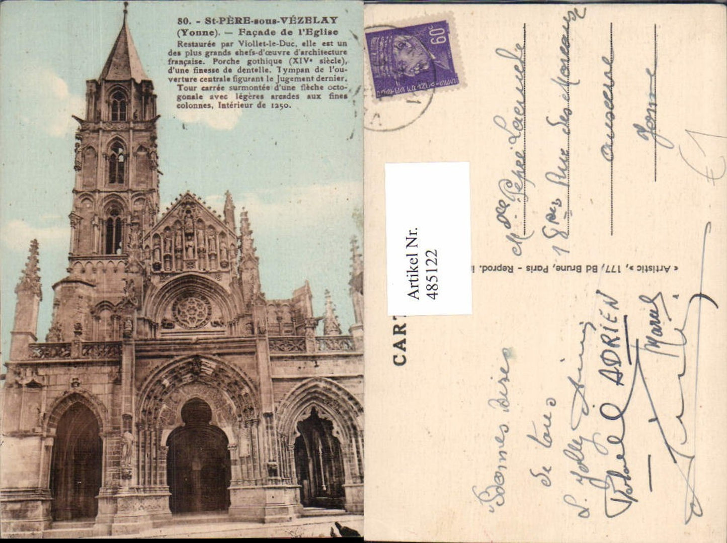 485122,Kirche St Pere-sous-Vezelay Facade de l Eglise