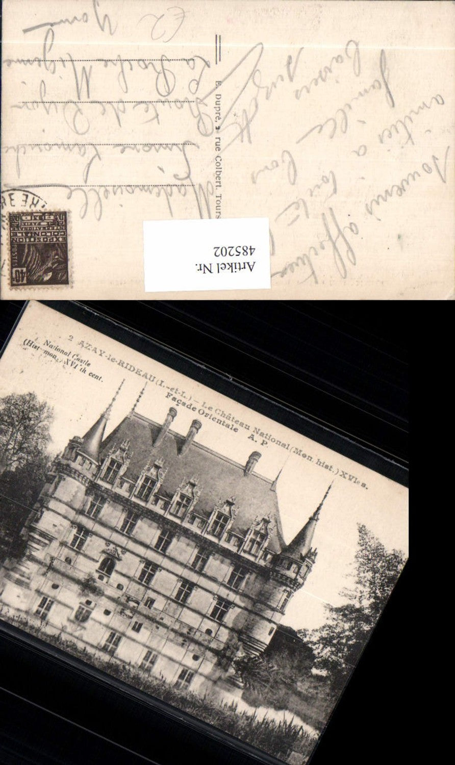 485202,Schloss Azay-le-Rideau Le Chateau National Facade Orientale