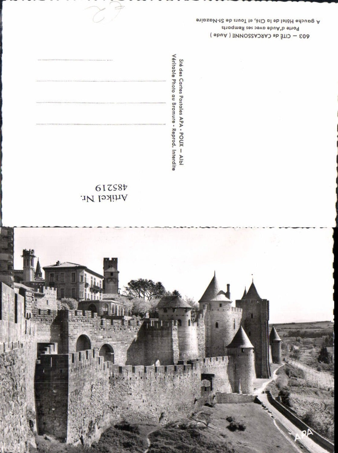 485219,Schloss Cite de Carcassonne Aude Porte d Aude avec ses Remparts