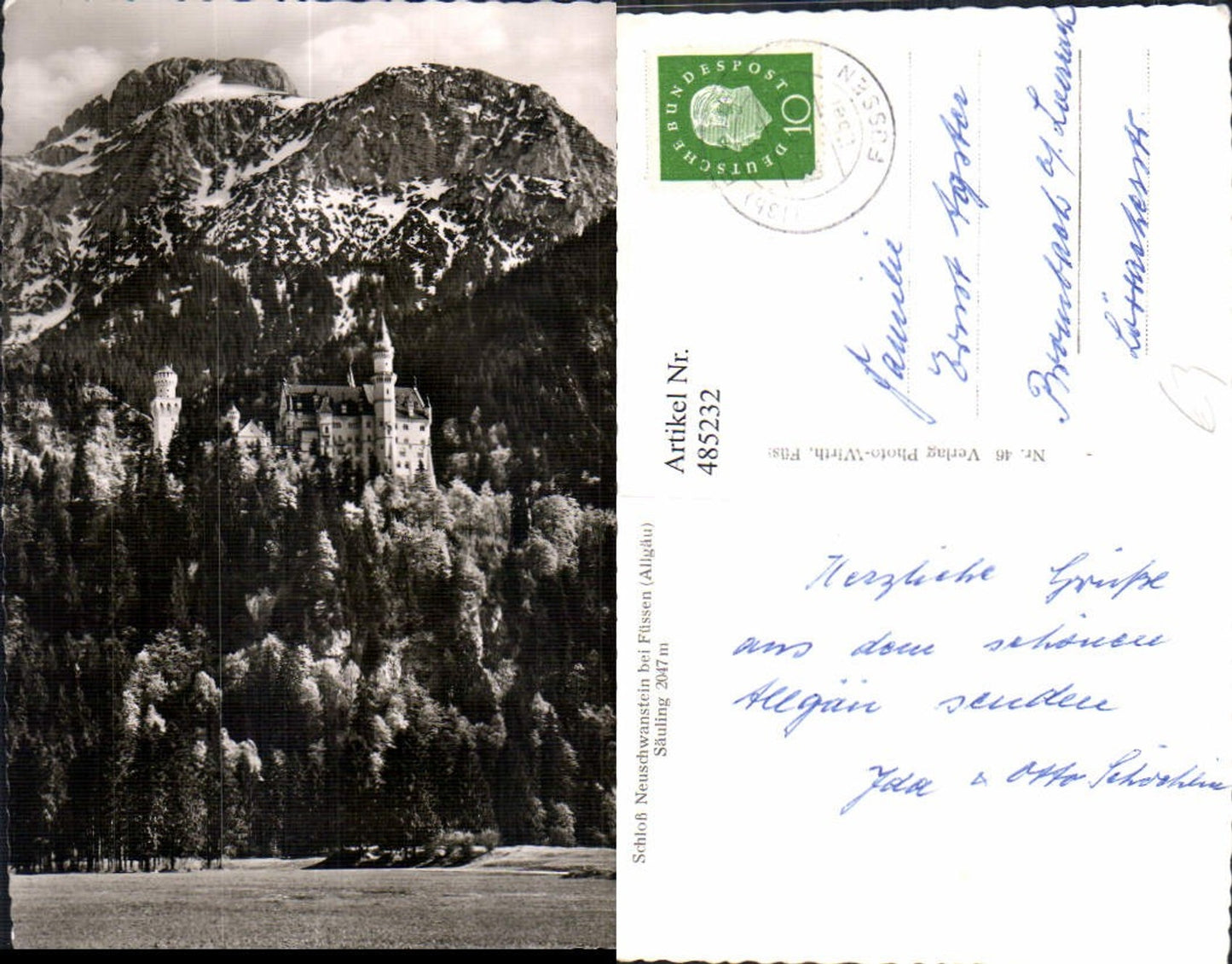 485232,Foto Ak Schloss Neuschwanstein b. Füssen Säuling