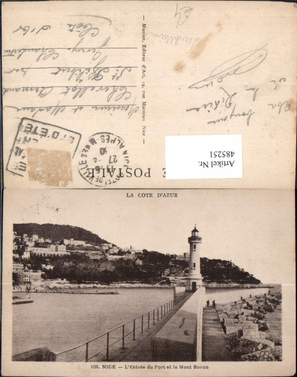 485251,Leuchtturm La Cote d Azur Nice Nizza L Entree du Port et le Mont Boron