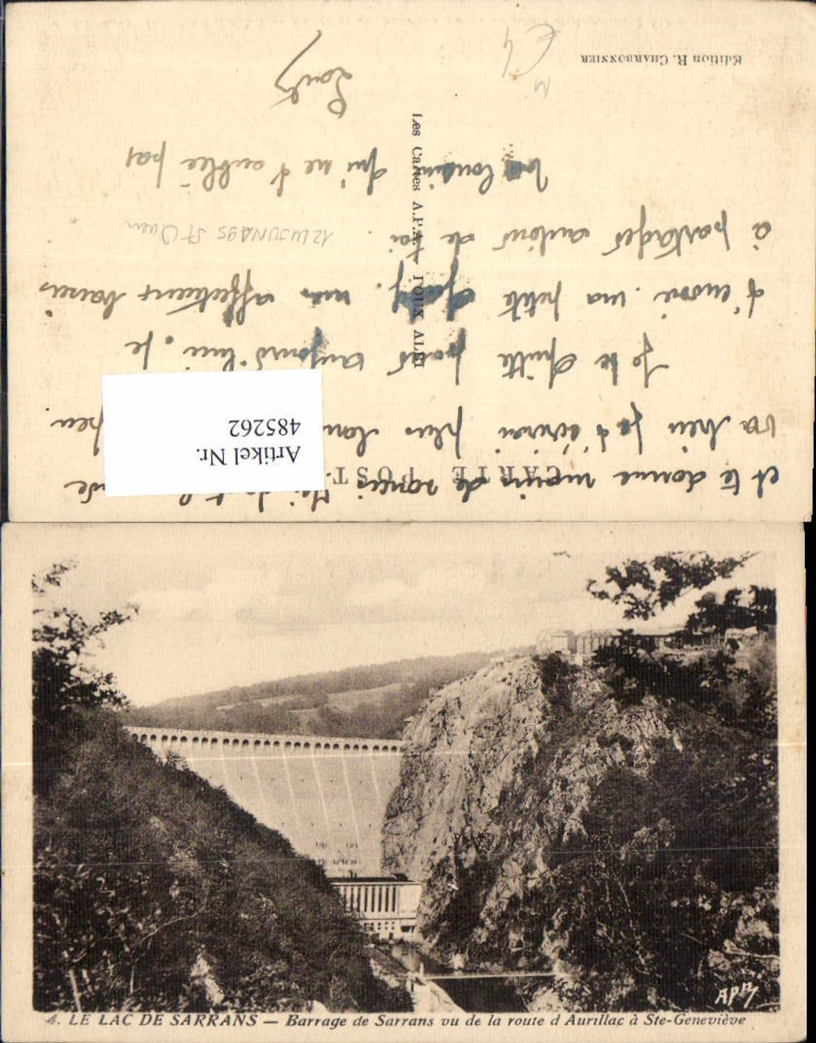 485262,Talsperre Le Lac de Sarrans Barrage de Sarrans vu de la route d Aurillac a Ste-Genevieve
