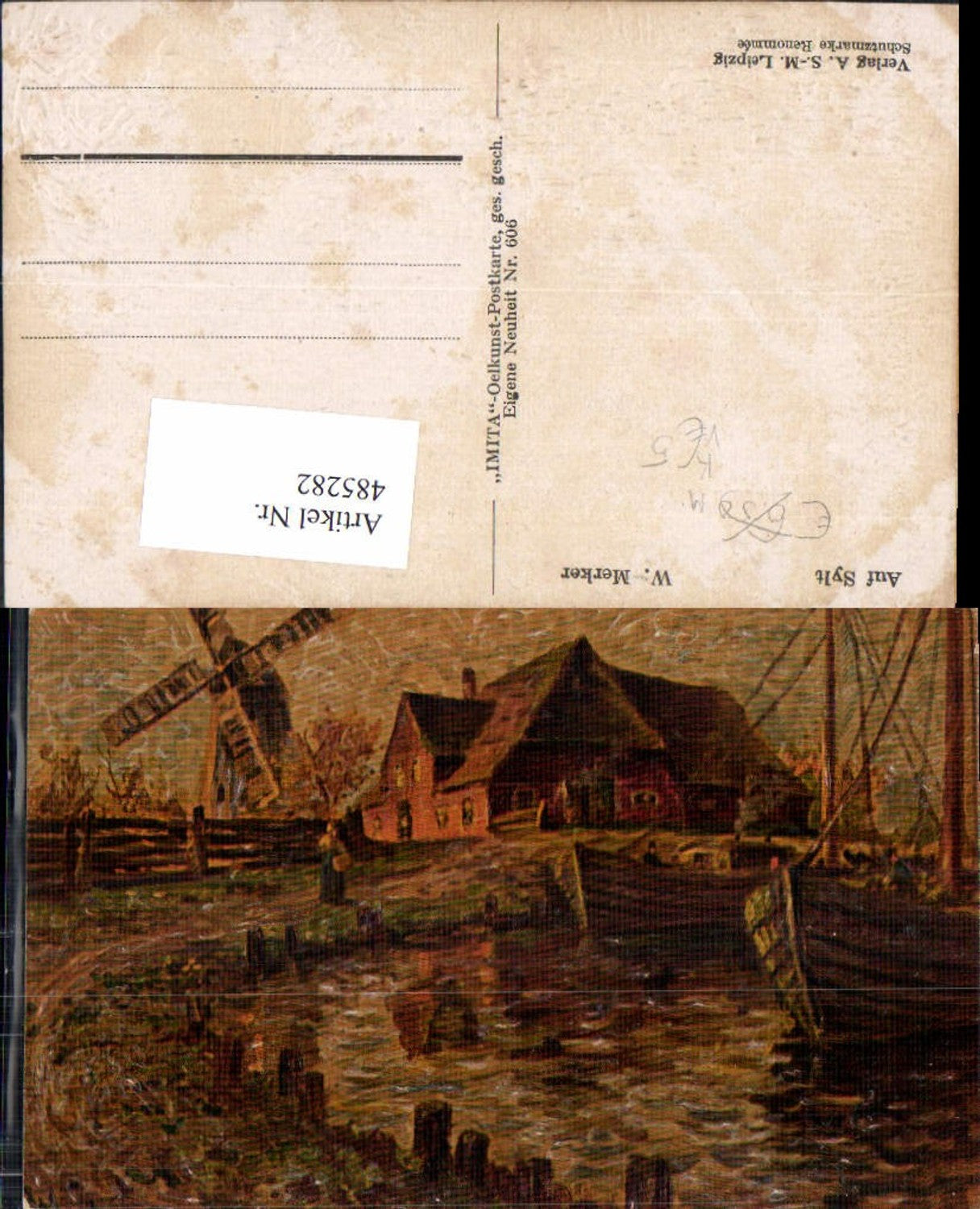 485282, Artist Ak W. Merker On Sylt Windmill pub Imita 606