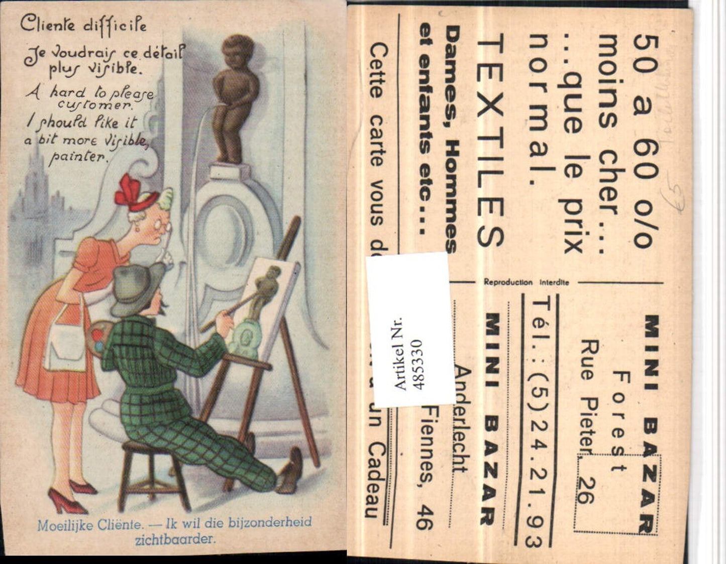 485330,Künstler AK Manneken-Pis Toilettenhumor Pinkelhumor Maler