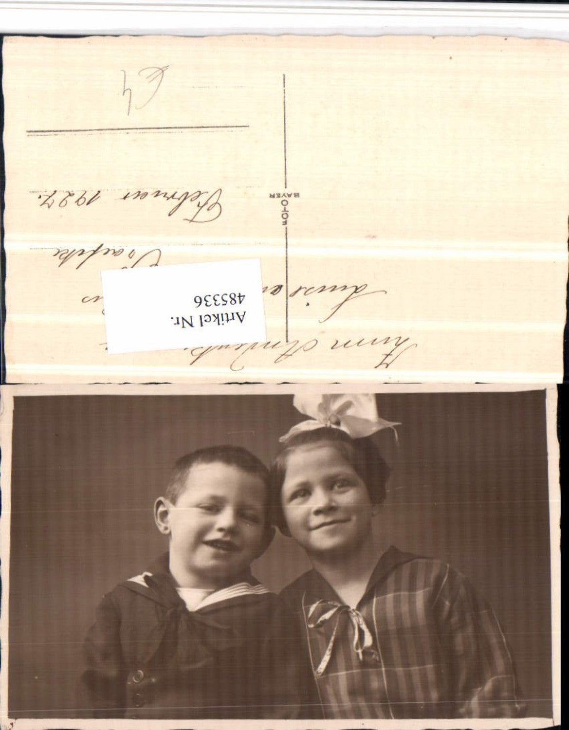 485336,Foto AK Kinder Mädchen Junge Geschwister Portrait