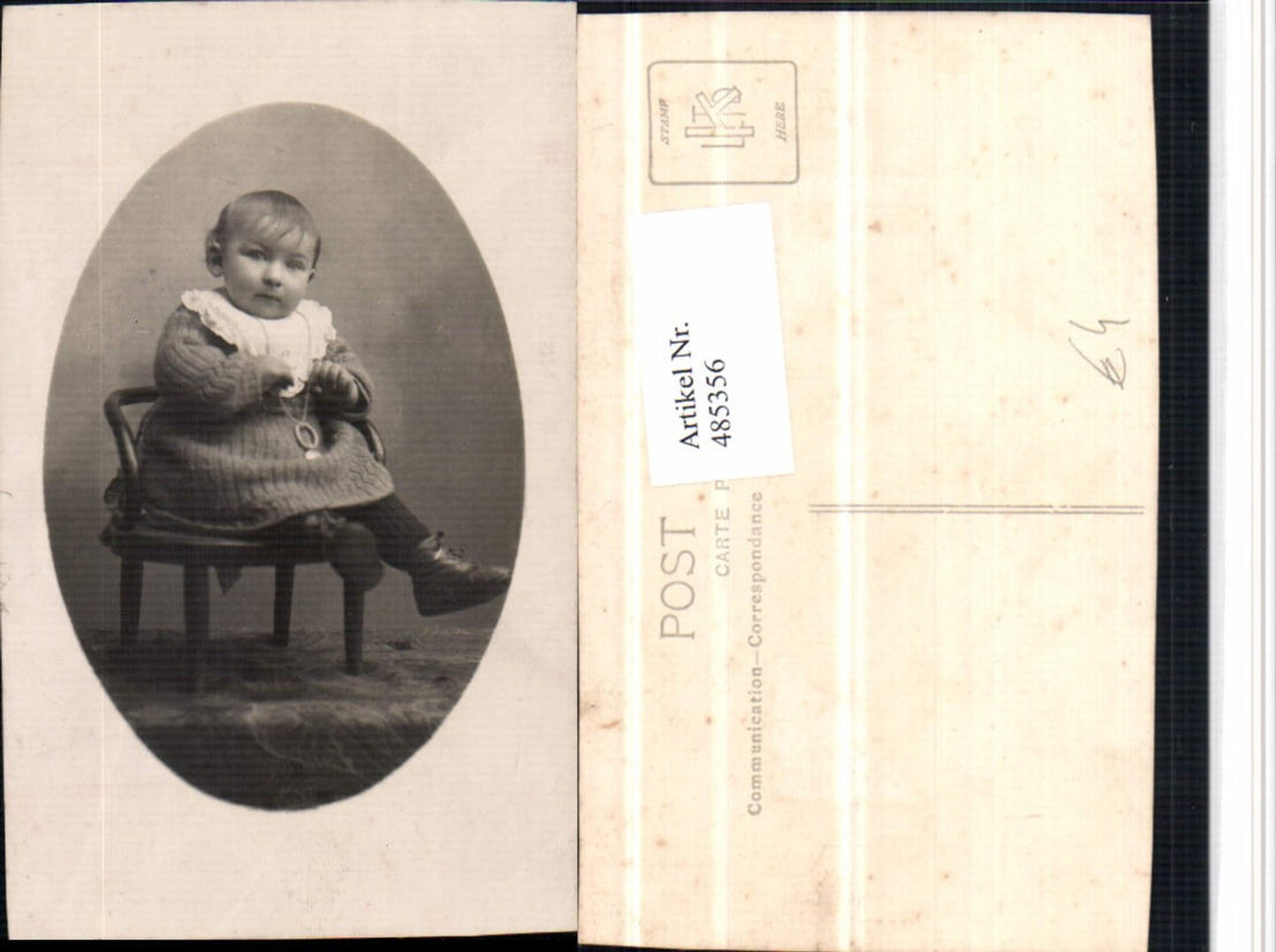 485356,Foto AK Kind Kette Stuhl Sessel Portrait