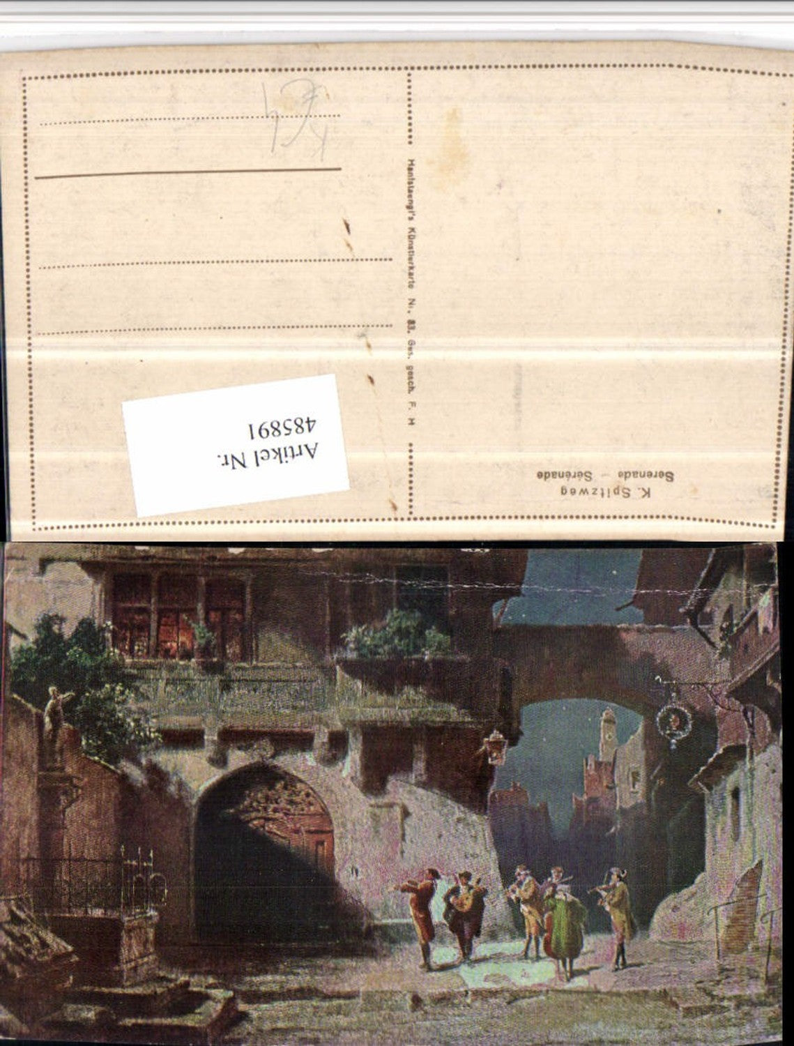 485891,Künstler AK C. Spitzweg Serenade Musiker Brunnen