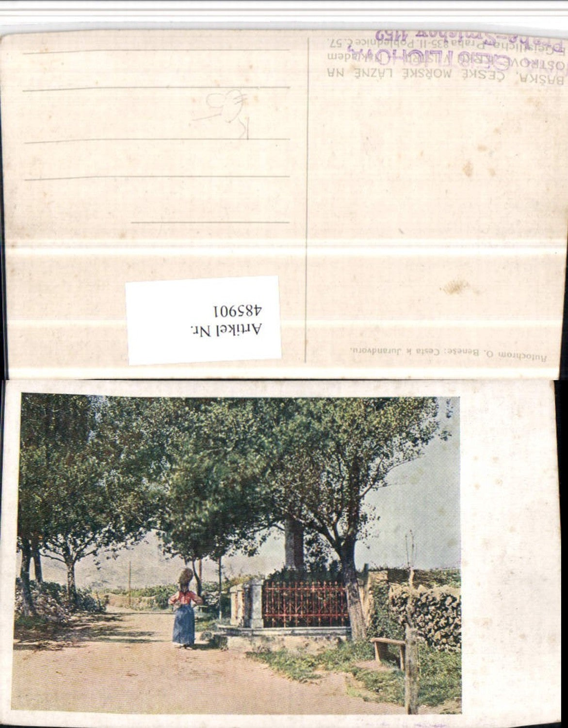 485901,Künstler AK O. Benese Cesta k Jurandvoru Frau Wegpartie Denkmal
