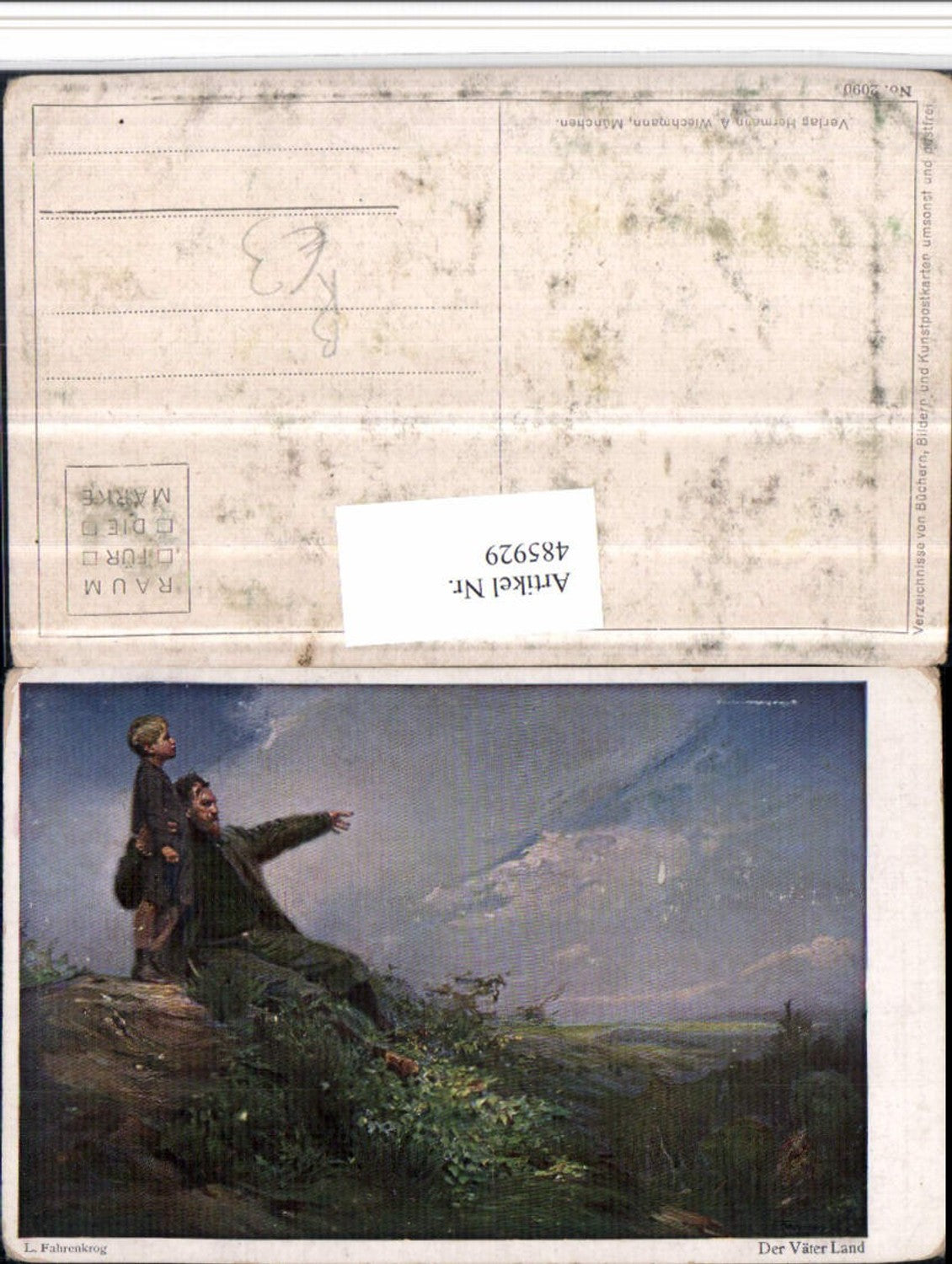 485929,Künstler AK L. Fahrenkrog Der Väter Land Vater m. Kind