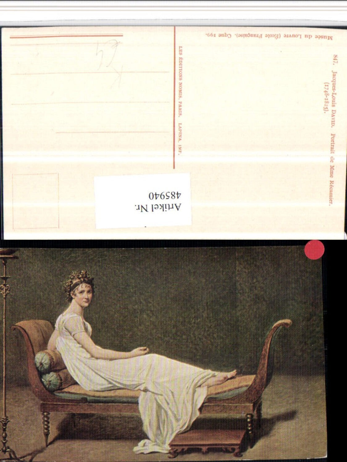 485940,Künstler AK Jacques-Louis David Portrait de Mme Recamier Couch