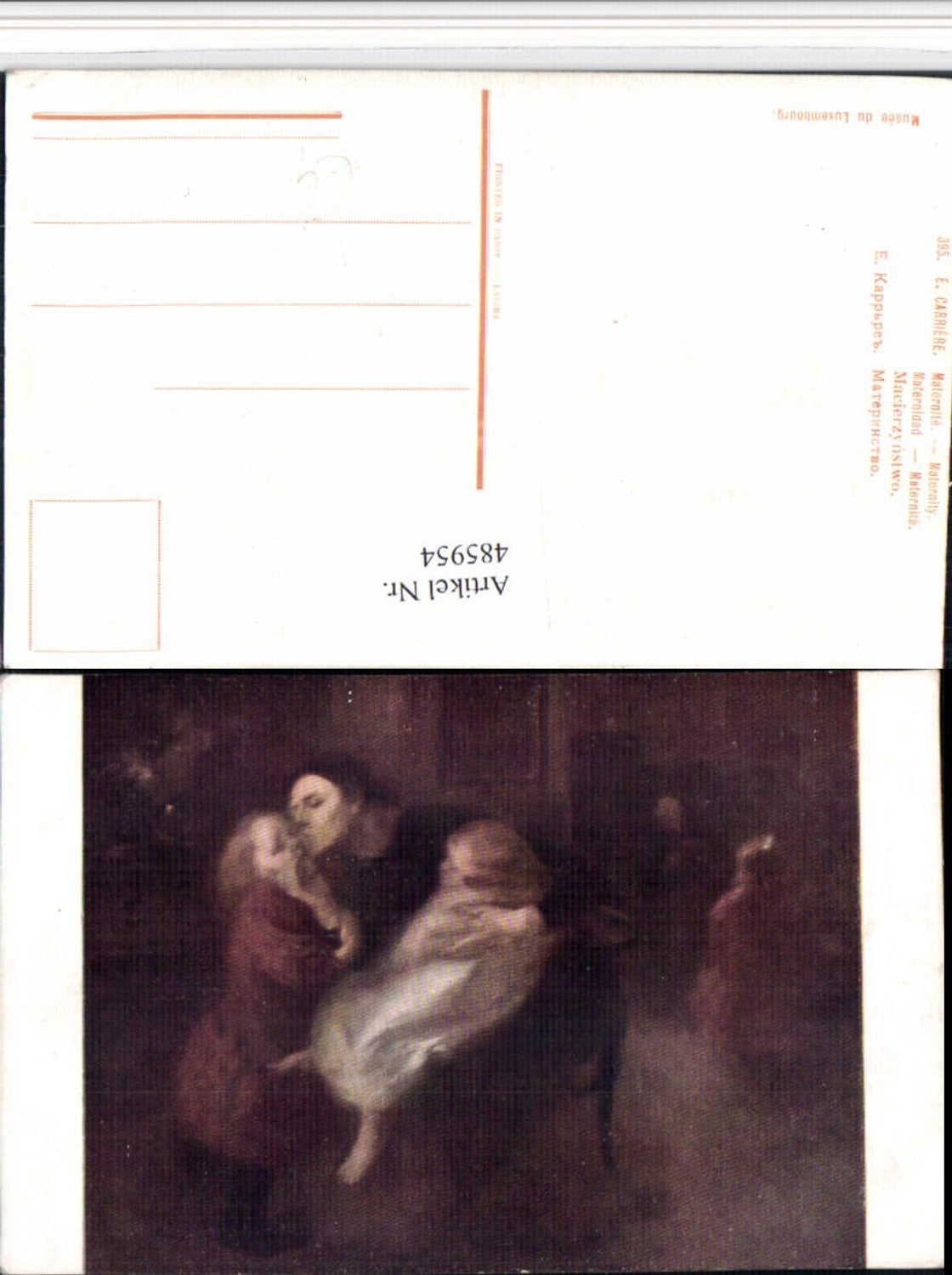 485954,Künstler AK E. Carriere Maternity Frau Mutter Kinder Kuss