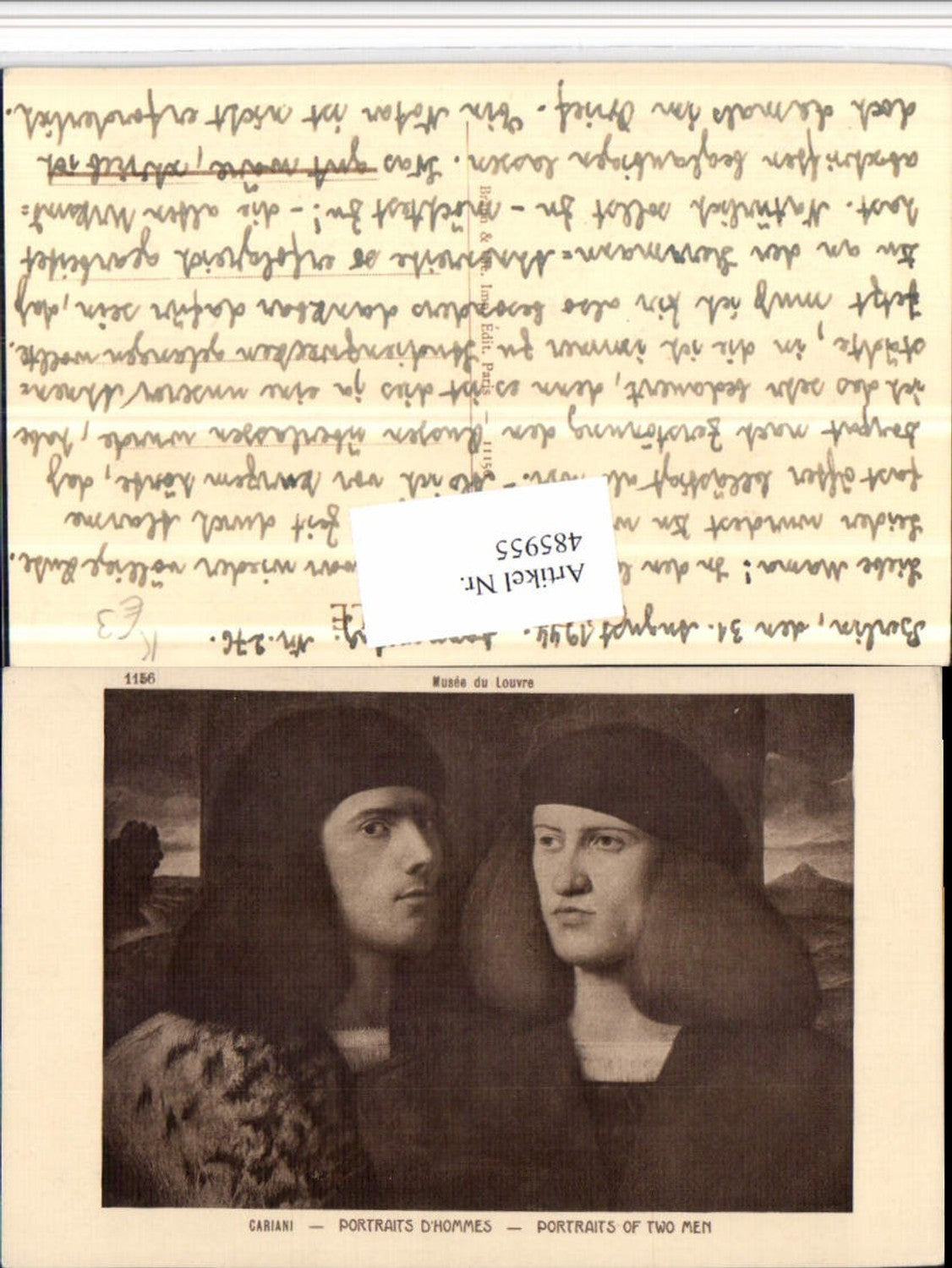 485955,Künstler AK Cariani Portraits of two men Männer