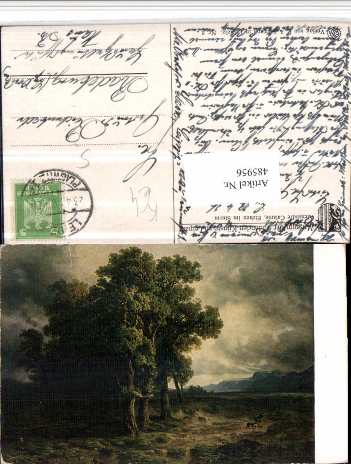 485956,Künstler AK Alexandre Calame Eichen im Sturm Landschaft