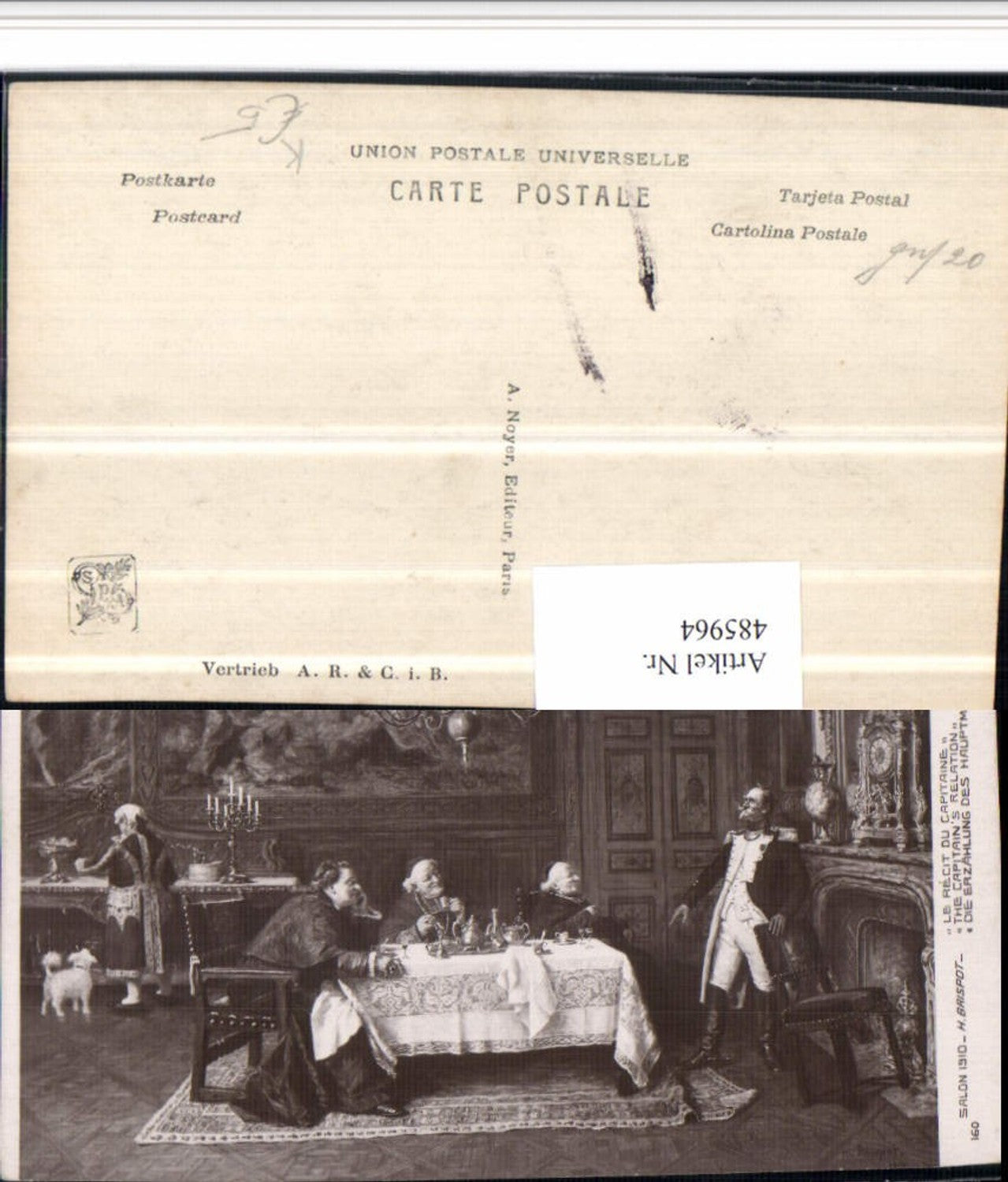 485964,Künstler AK H. Brispot Erzählung des Hauptmann Tisch Luster