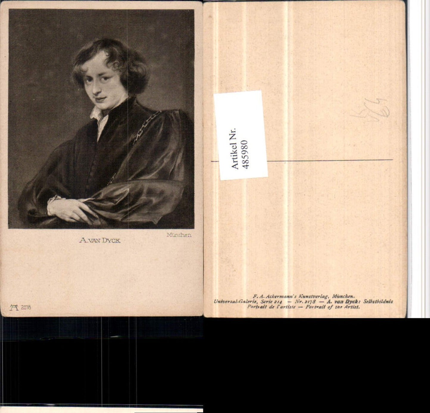 485980,Künstler AK A. Van Dyck Selbstbildnis Portrait pub Ackermann 2178