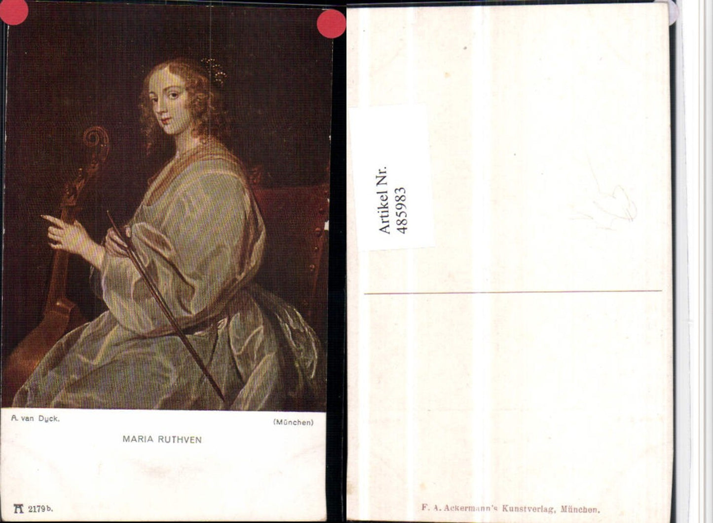485983,Künstler AK A. Van Dyck Maria Ruthven Cello Portrait pub Ackermann 2179b