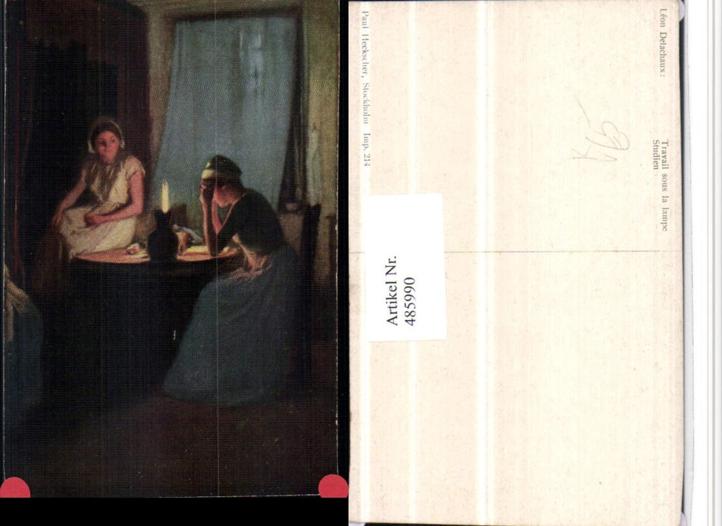 485990,Künstler AK Leon Delachaux Studien Frauen Lampe pub Paul Heckscher 214