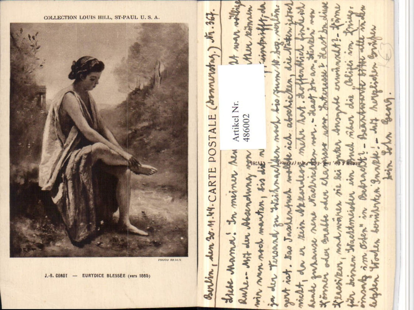486002,Künstler AK J.B. Corot Eurydice Blessee Frau Füße