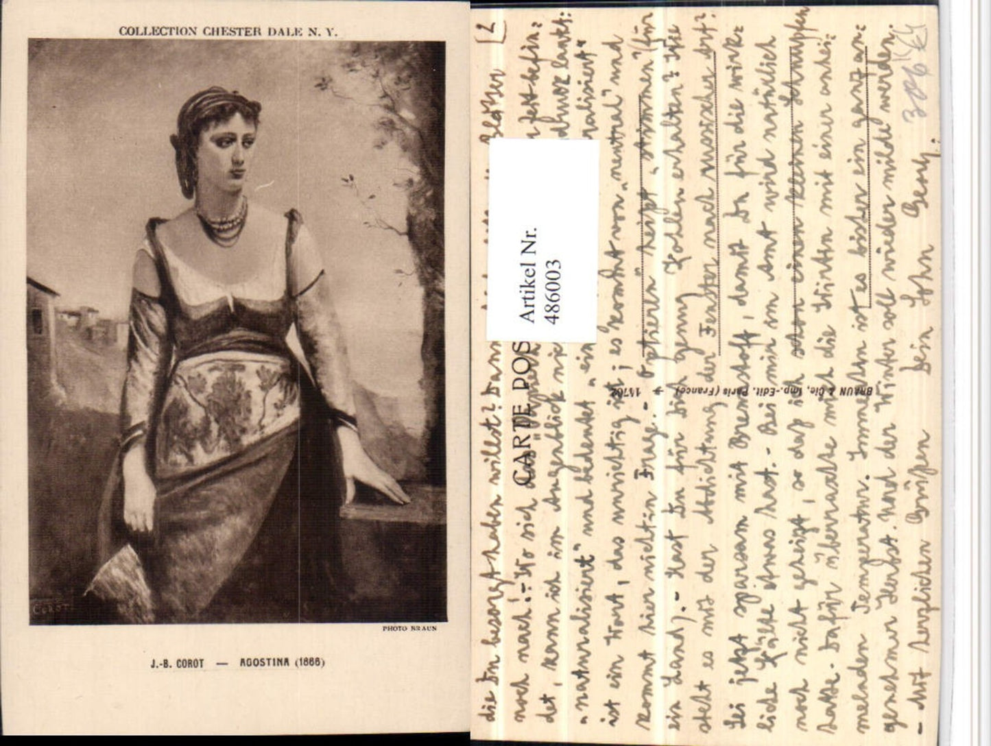 486003,Künstler AK J.B. Corot Agostina Frau Kleid Portrait
