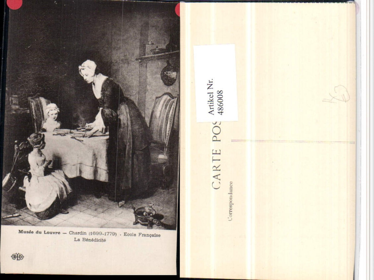 486008,Künstler AK Chardin Le Benedicite Frau Mutter Kinder Essen