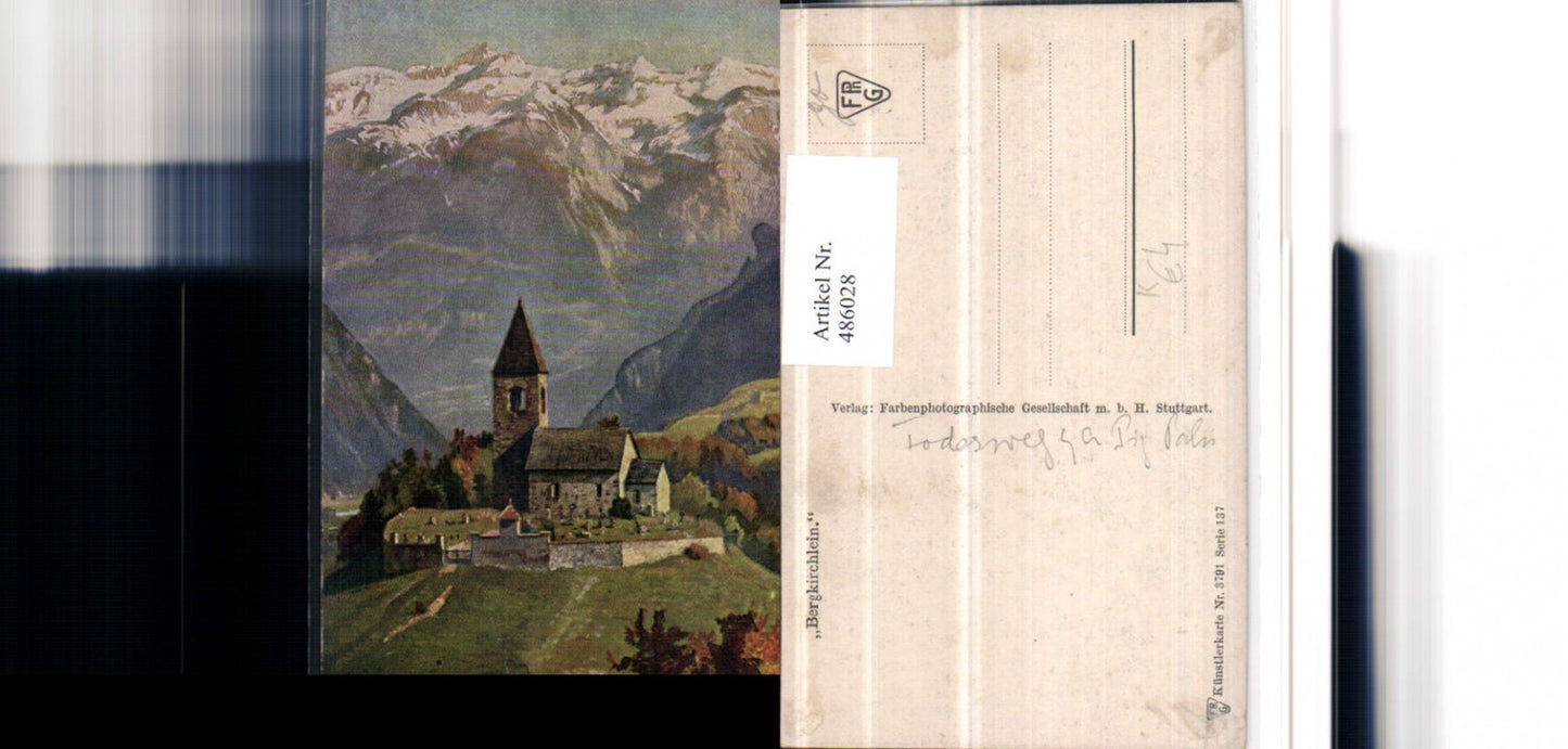 486028,Künstler AK W. Bürger Bergkirchlein Kirche Bergkulisse