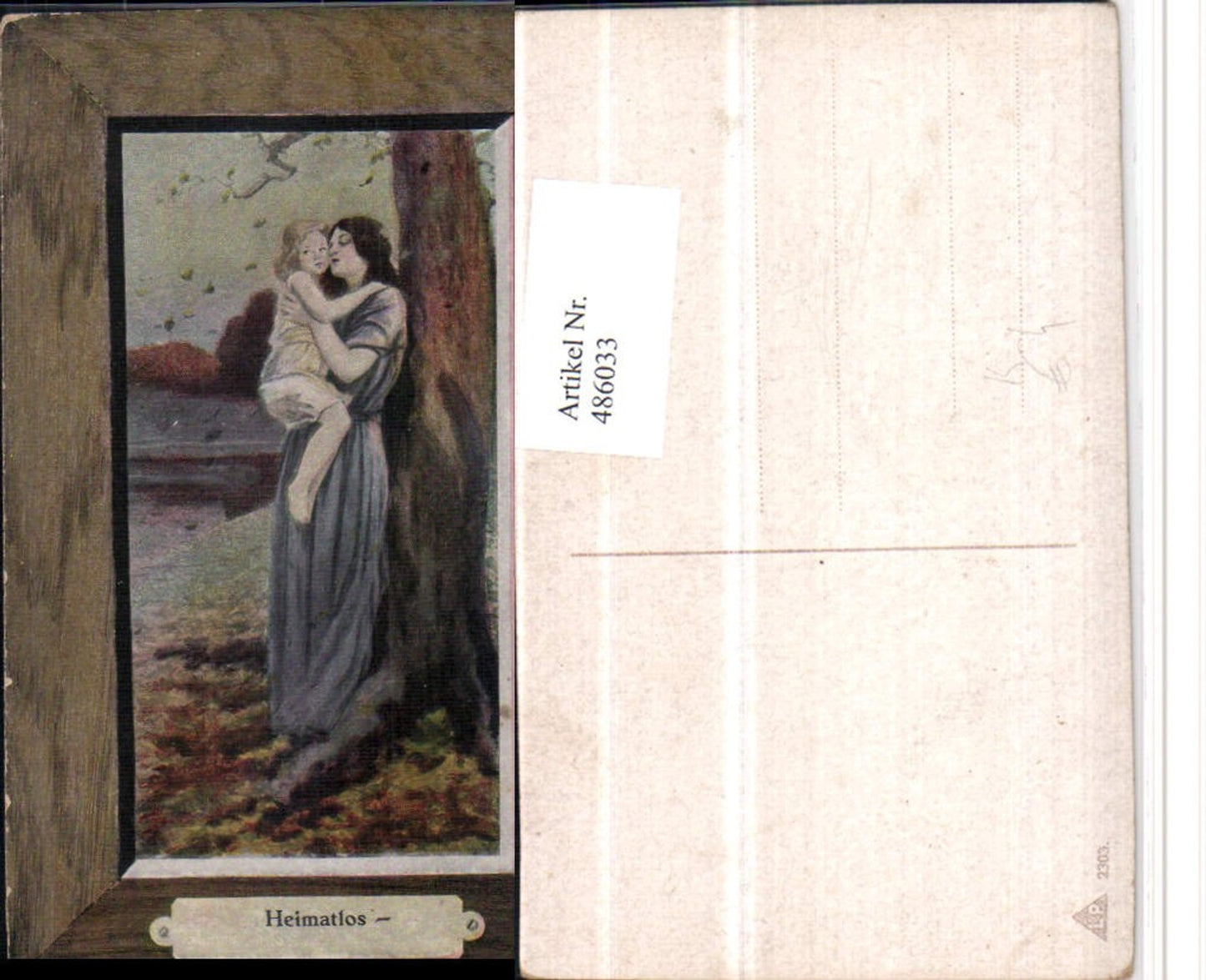 486033,Künstler AK Heimatlos Frau Mutter Kind Passepartout