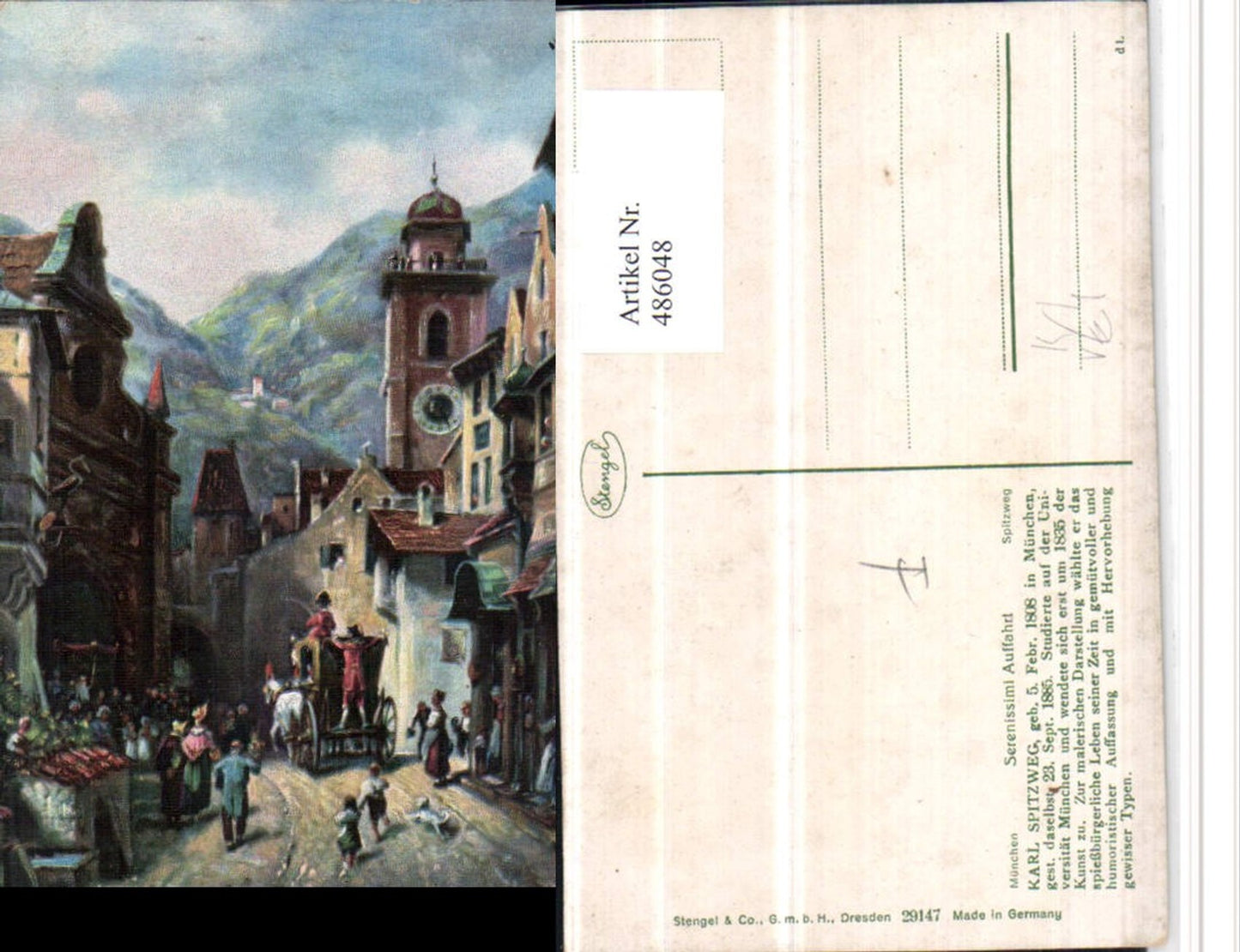486048,Künstler AK Carl Spitzweg Serenissimi Auffahrt pub Stengel & Co 29147