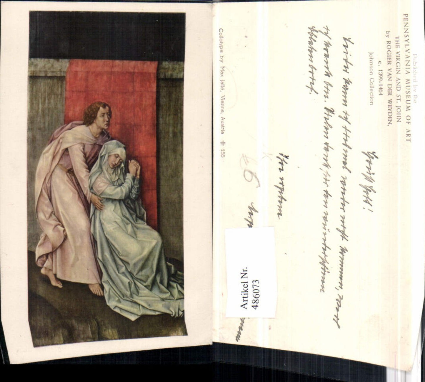 486073,Künstler AK Rogier van der Weyden Virgin and St. John pub Max Jaffe 155