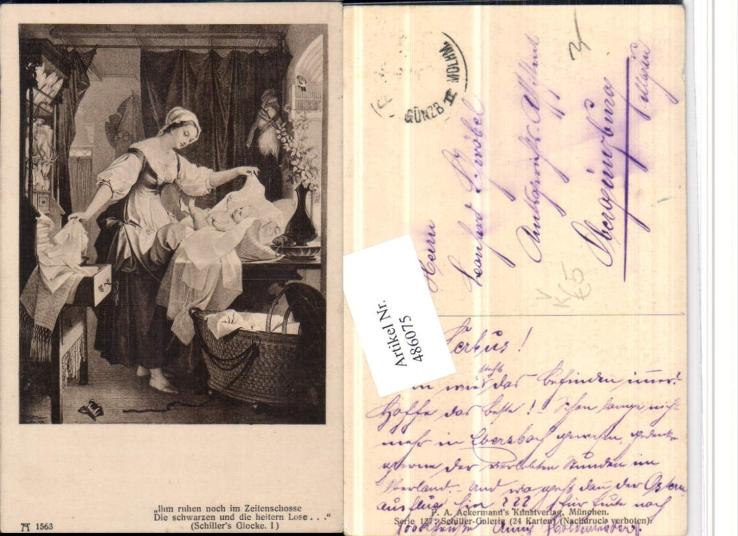 486075,Künstler AK Schillers Glocke Frau Mutter Baby Kind pub Ackermann 1563