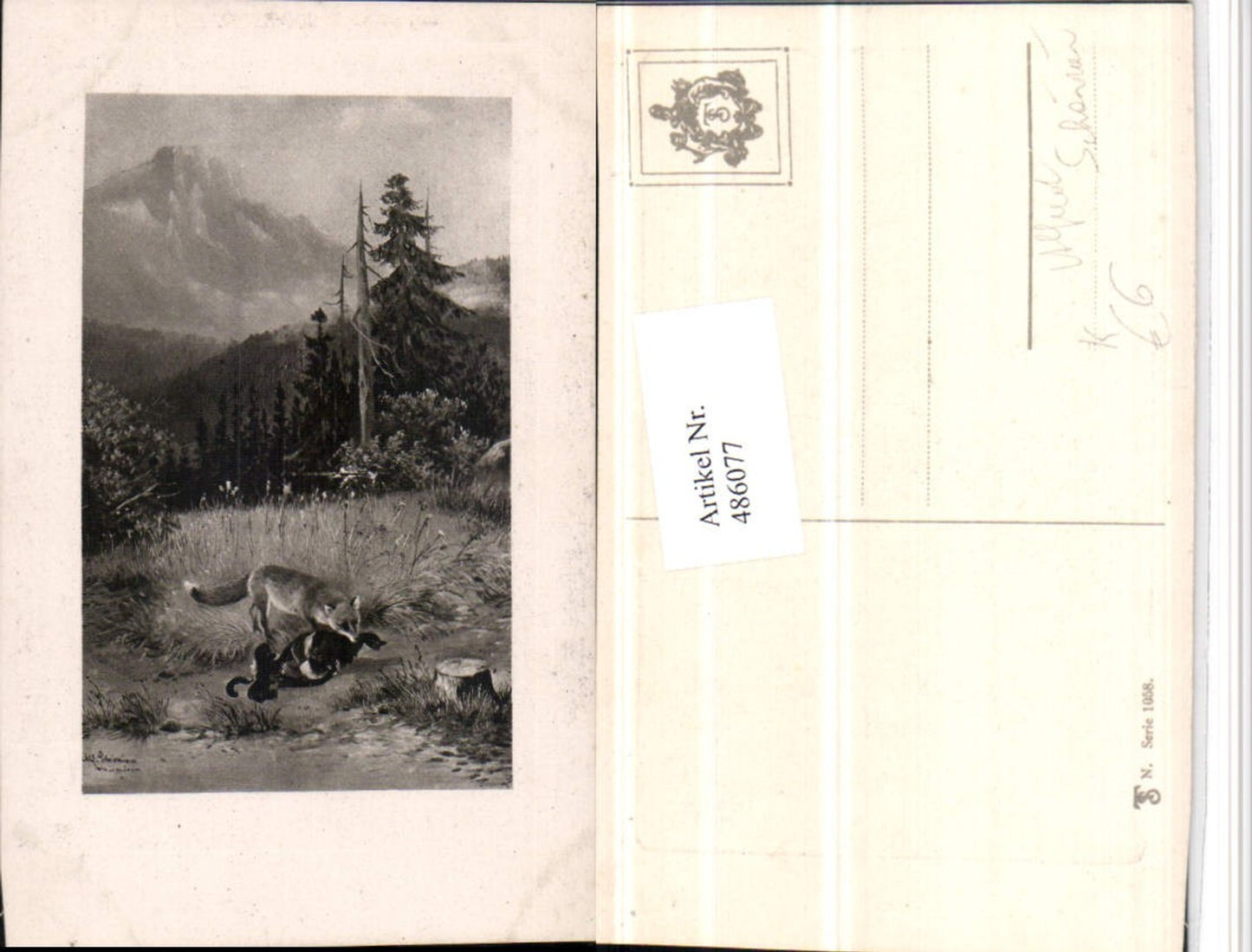 486077,Künstler AK Alfred Schönian Fuchs Jagd pub Theo Stroefer 1058
