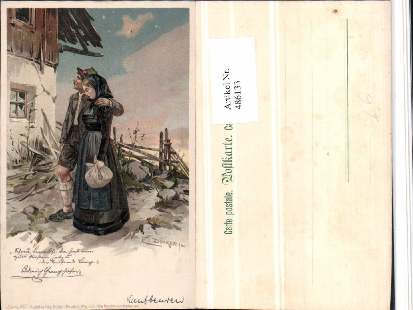 486133, Artist Lithograph E. Döcker Jr. Couple Mourning Types