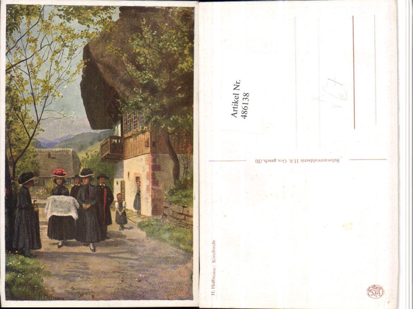 486138,Künstler AK Heinrich Hoffmann Schwarzwald Kindtaufe Taufe pub Edm. König