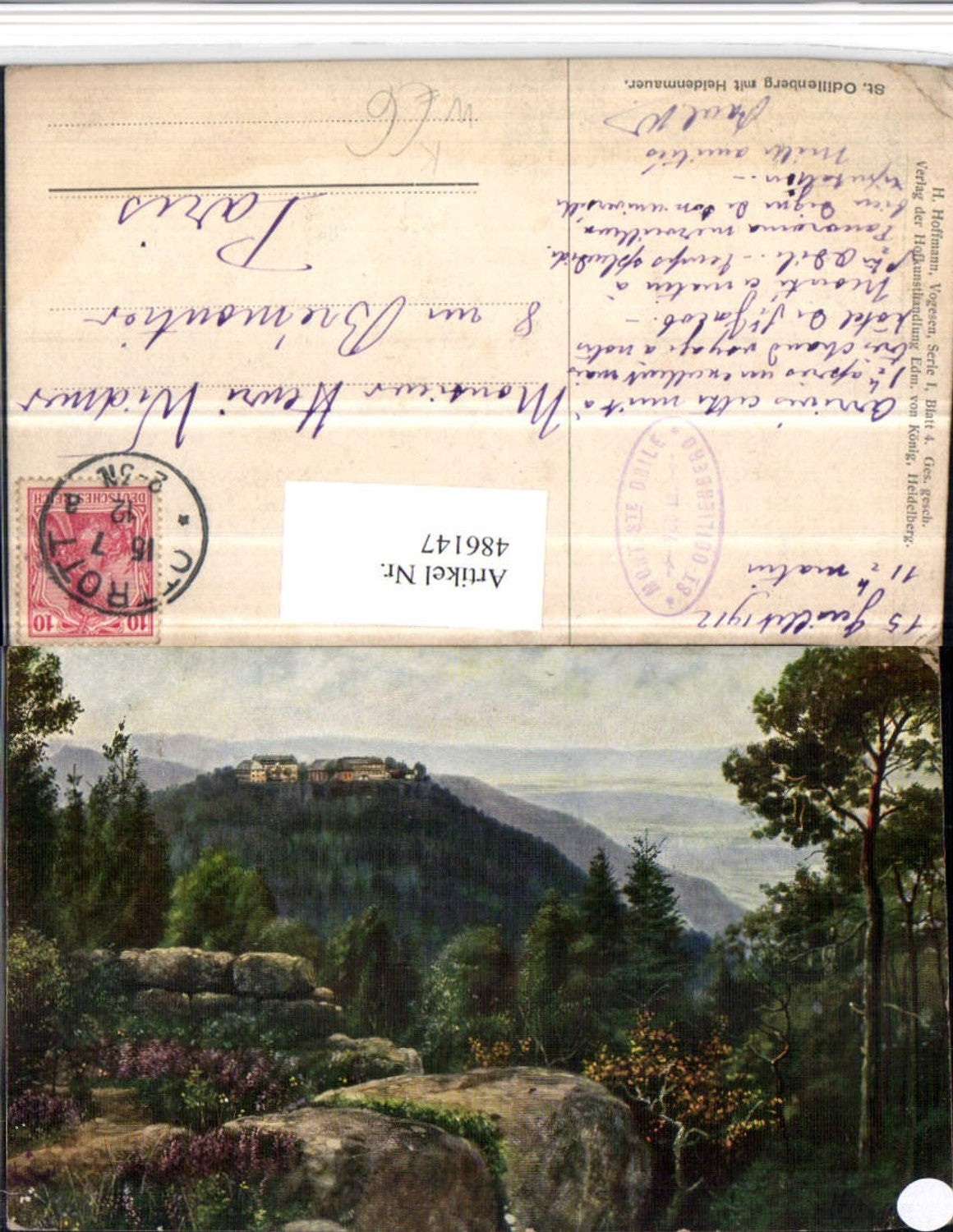 486147,Künstler AK Heinrich Hoffmann St. Odilienberg m. Heidenmauer b. Obernai