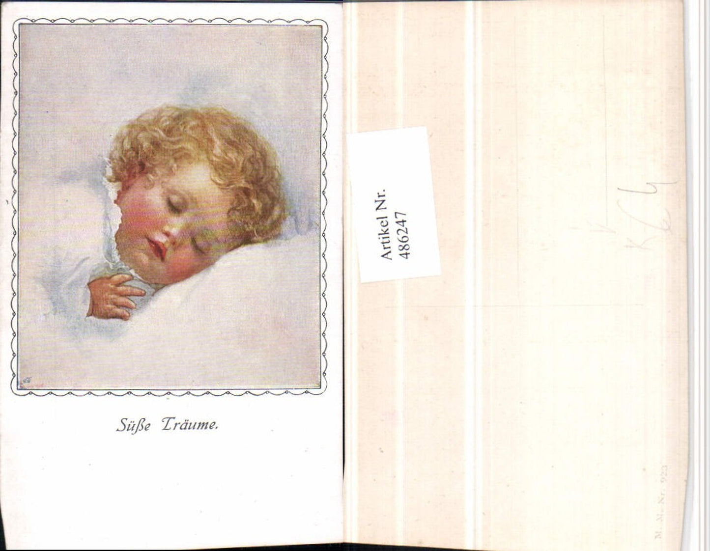 486247,M. Munk Vienne 923 Künstlerkarte Süße Träume Kind b. Schlafen