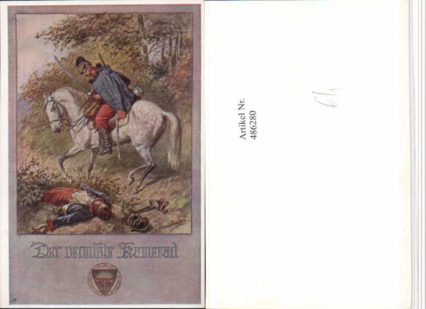 486280,Deutscher Schulverein Künstler Th. Breidwiser Der vermisste Kamerad Pferd