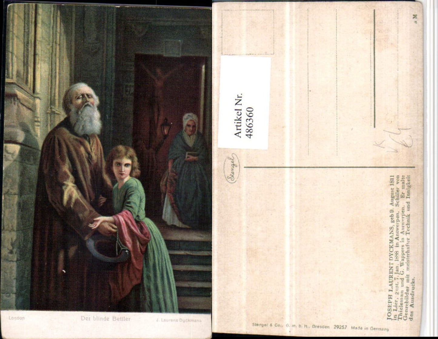 486360,Stengel Co 29257 Künstler Joseph Laurent Dyckmans Der blinde Bettler