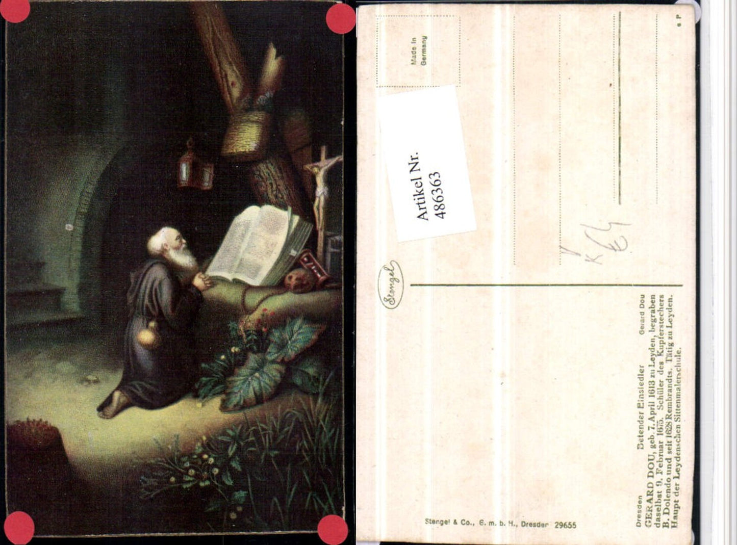 486363,Stengel Co 29655 Künstler Gerard Dou Betender Einsiedler