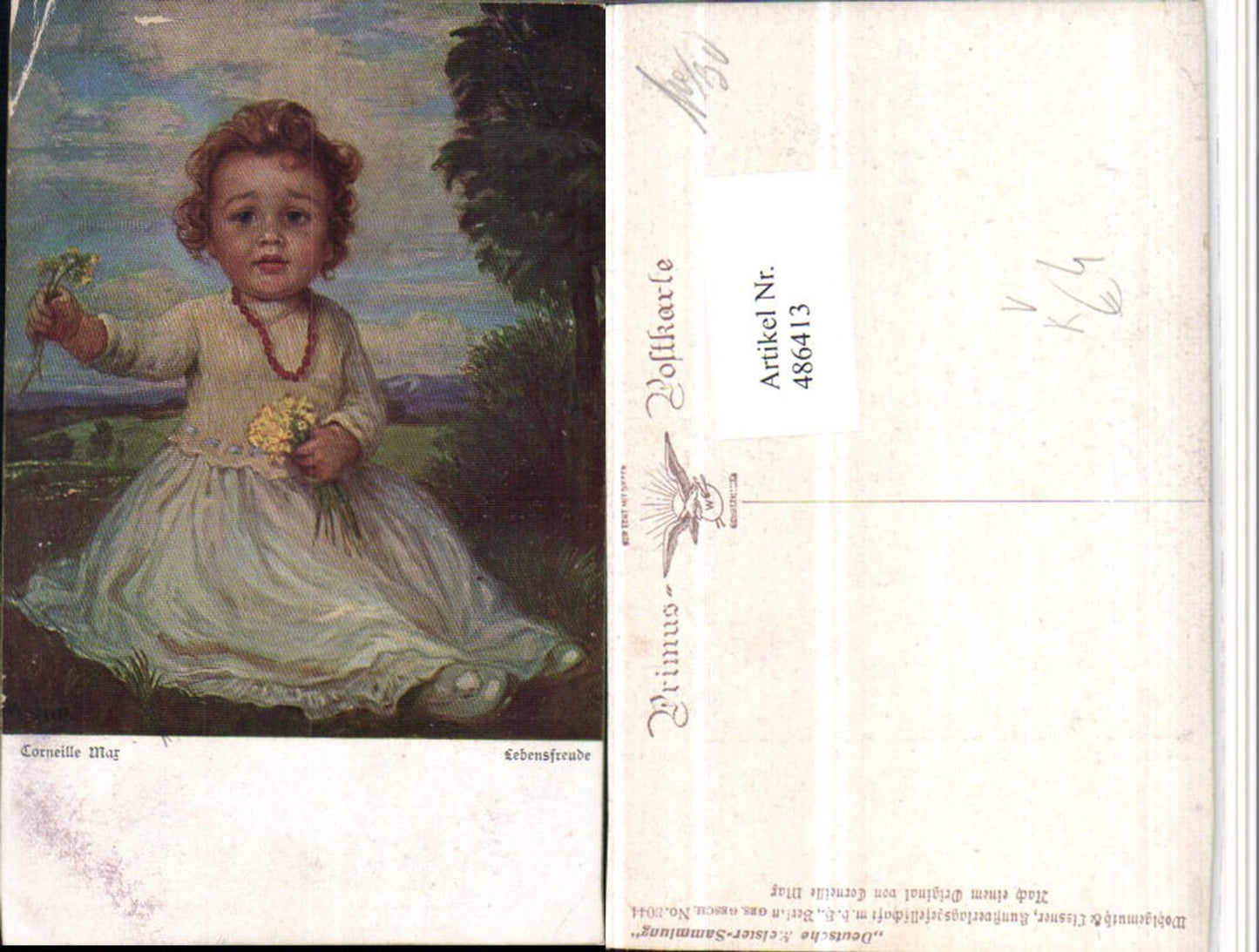486413,Primus AK 3044 Künstler Corneille Max Lebensfreude Mädchen Blumen
