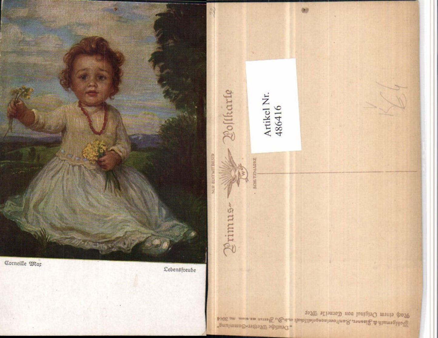 486416,Primus AK 3044 Künstler Corneille Max Lebensfreude Mädchen Blumen
