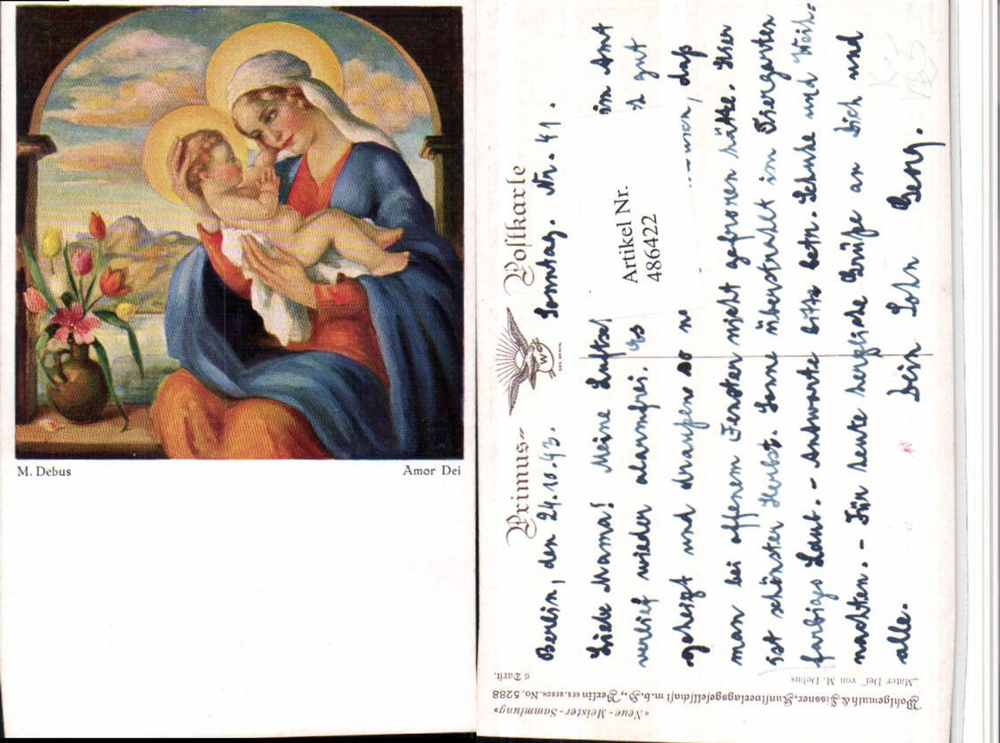 486422,Primus AK 5288 Künstler M. Debus Amor Dei Maria m. Jesuskind
