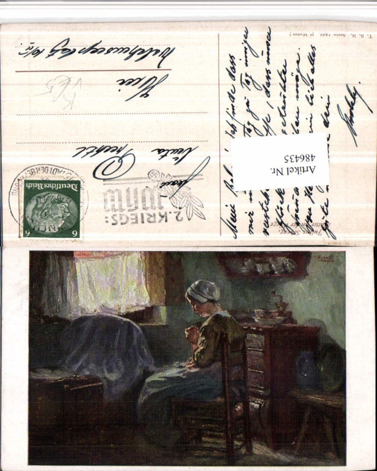 486435,Theo Stroefer 1562 Künstler Julius Schrag Mutter an der Wiege